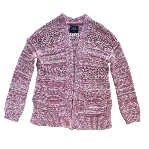 Abercrombie & Fitch Sweaters - Abercrombie & Fitch Women's Marled Chunky Knit Pink Cardigan With Patch Pockets